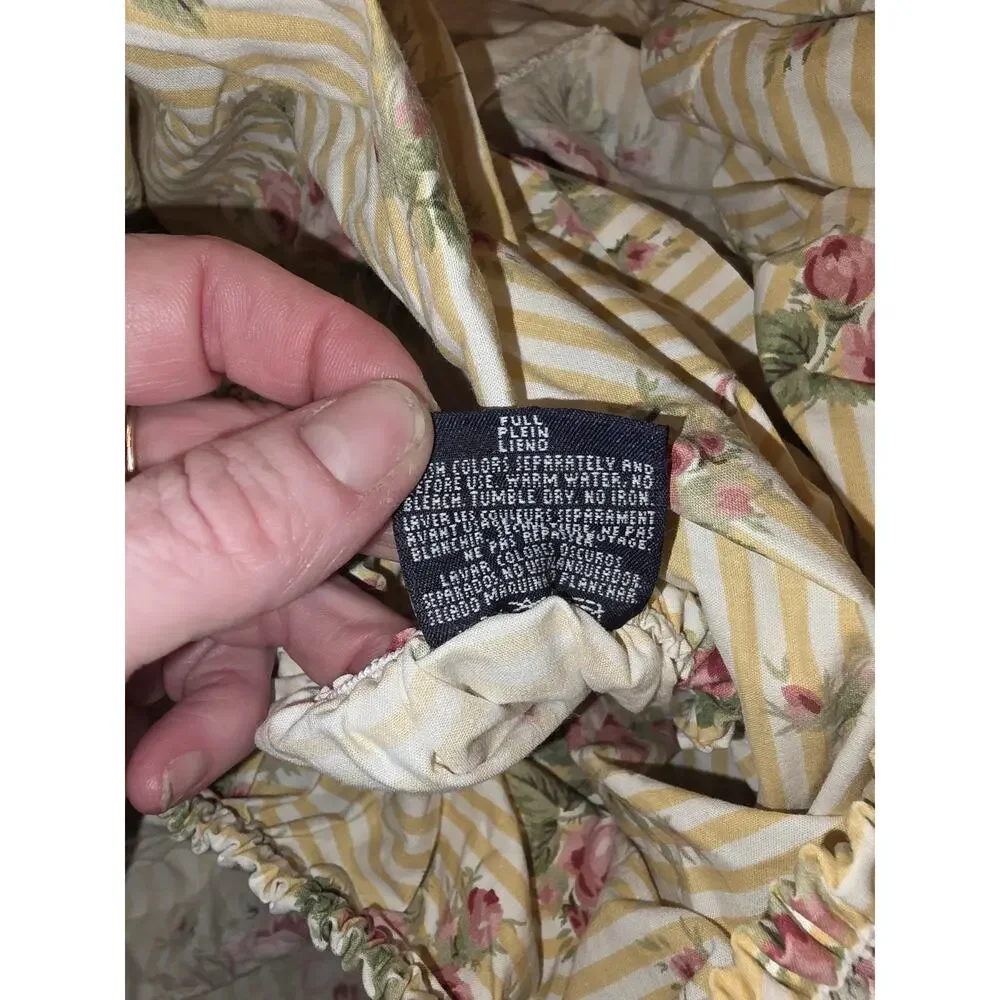 Vtg Ralph Lauren Sophie Brooke Stripped Full Flat & Fitted Sheet 2 Pillow Cases